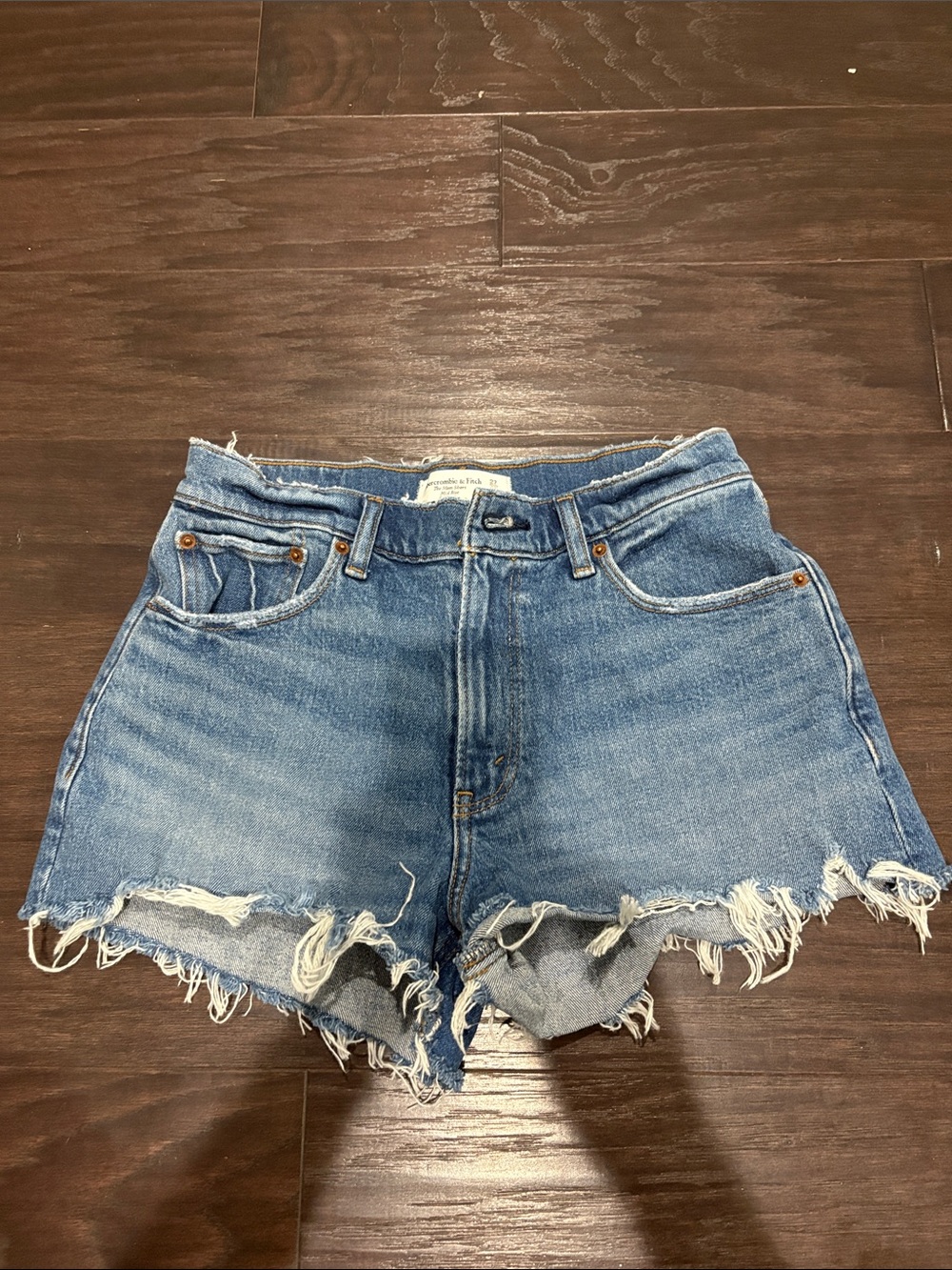 Abercrombie & Fitch Distressed Light Wash Denim Cutoff Shorts